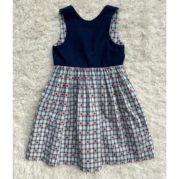 Vintage 80s Does 50s Little Girl Dress Apples Back to School School Picture Day - Picture 5 of 7